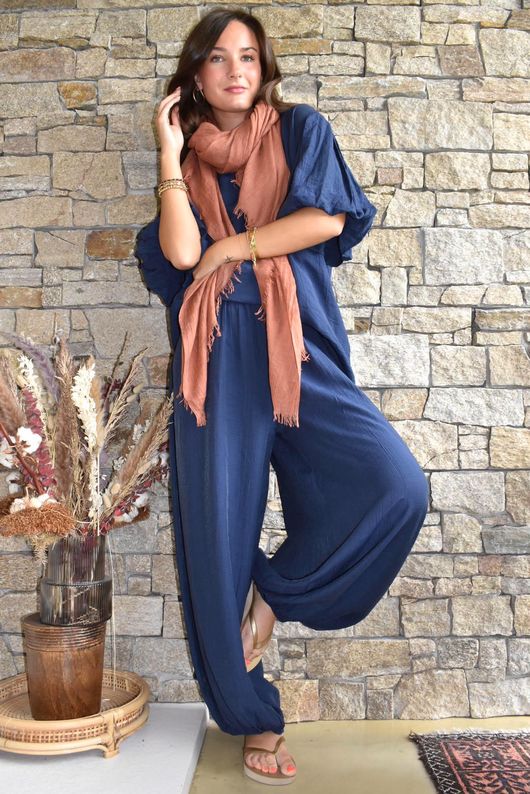 Randles Puff Sleeve Blouse Navy